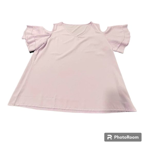 Light Breezy Short Sleeves Summer Cold Shoulder Blouse Top XL - Picture 4 of 16